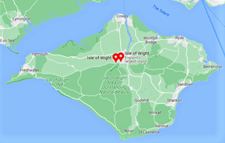 A map showing the Isle of Wight - where Ashley Humber travelled with the 2nd team