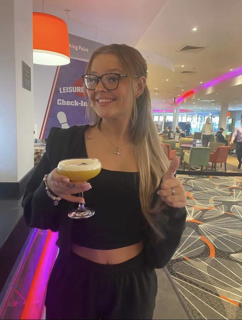 Emily out for a drink before the second crash