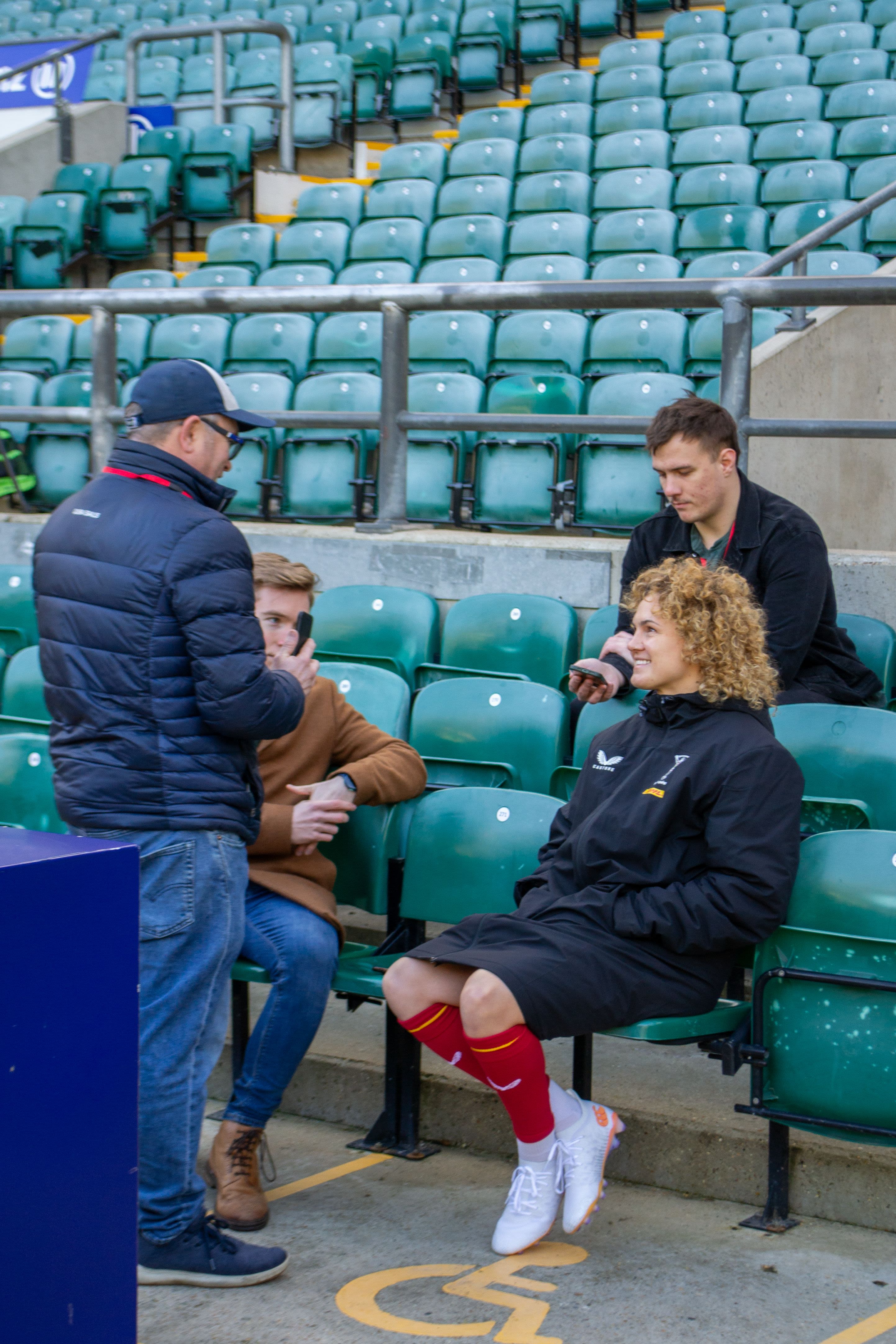 Ellie Kildunne speaking to journalists at Twickenham Stadium