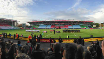 The Red Roses lined up for the national anthem next to the New Zealand team at their match in 2017.