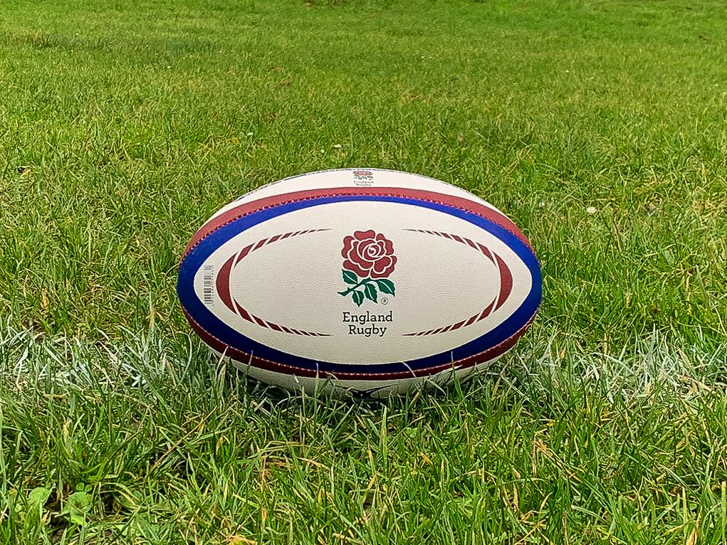 Rugby ball with the England Rugby logo