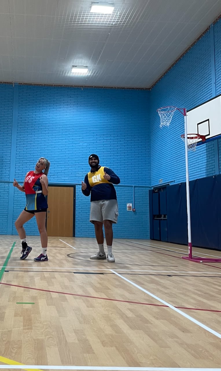 Mixed gender netball game, by Libby Evans