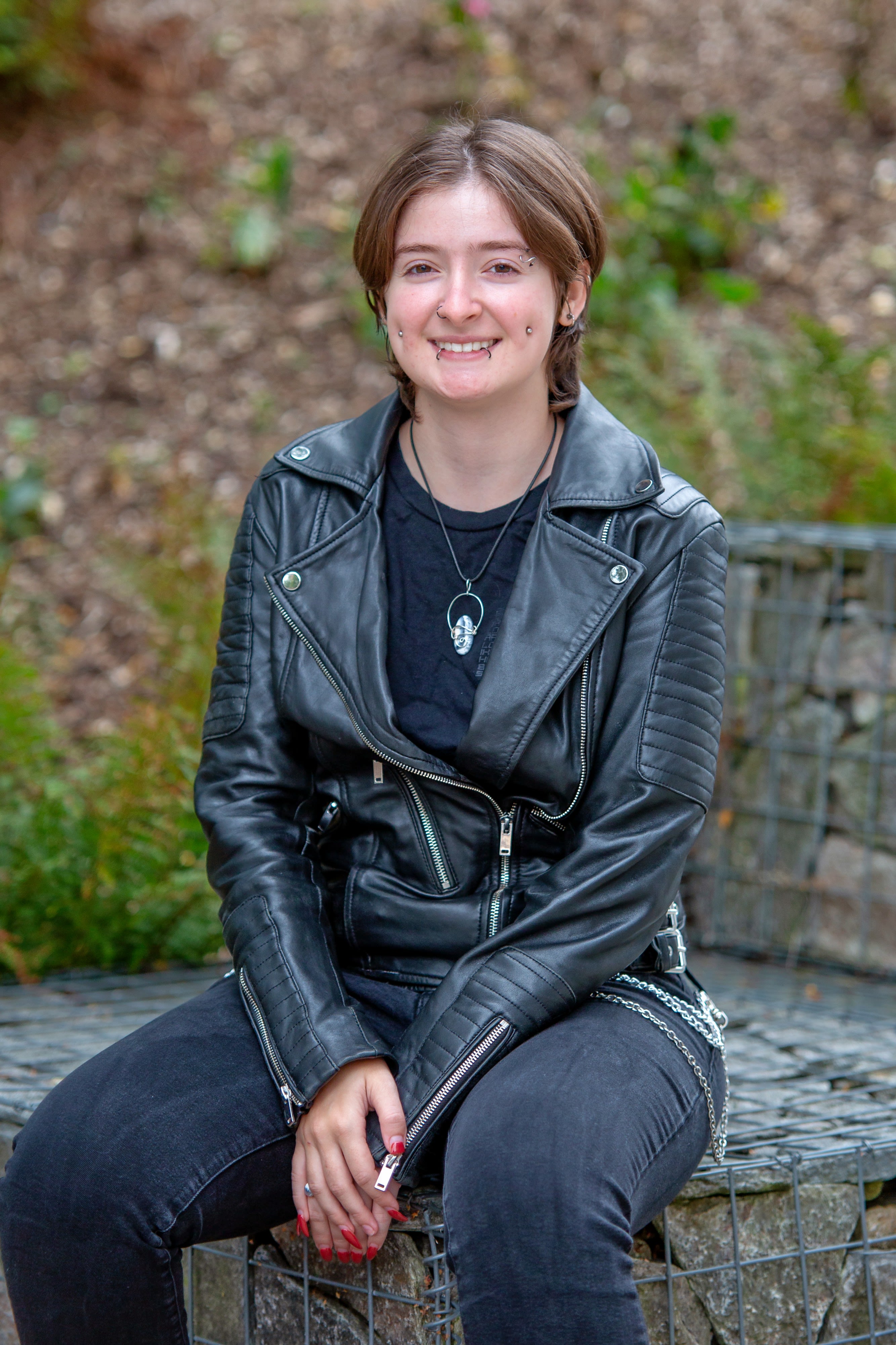 a woman wearing a black shirt