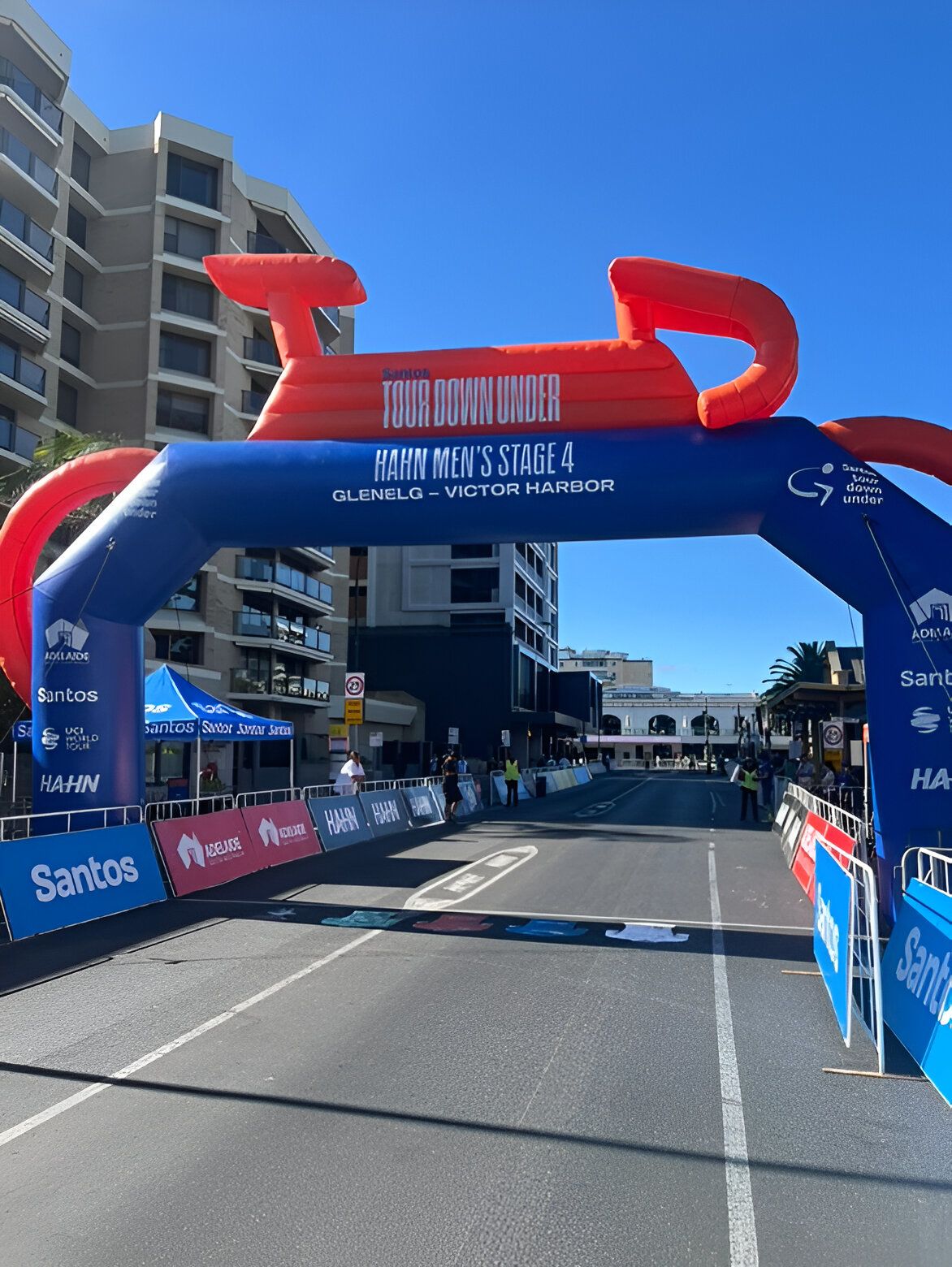 A finish line at the Santos Tour Down Under