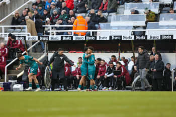 Remy Rees-Dottin coming on for Justin Kluivert at St James' Park in the Premier League (Photo credit: AFCBTV)